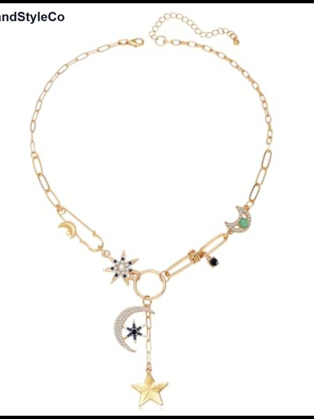 Gold Charm Necklace Evil Eye Coin Star Pendant